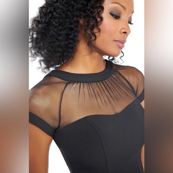 Maggy London Crepe Cocktail Sheath Dress Black Sheer Mesh Formal Career Event 10 - Picture 7 of 13